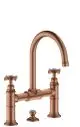 AXOR-HG-AXOR-Montreux-2-Griff-Waschtischarmatur-220-mit-Kreuzgriffen-und-Zugstangen-Ablaufgarnitur-Brushed-Red-Gold-16510310 gallery number 1